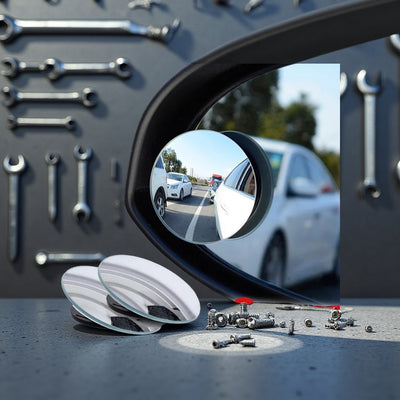 Car Blind Spot Rear View Mirror Wide Angle 360 Degree Adjustable Small Round Mirror Car Reverse Auxiliary Rearview Convex Mirror