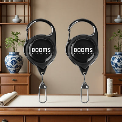 Booms Fishing Retractable Key Chain 2pcs with Antirust Spring Easy Release Badge Holder Fly Fishing Zinger Retractor Accessories