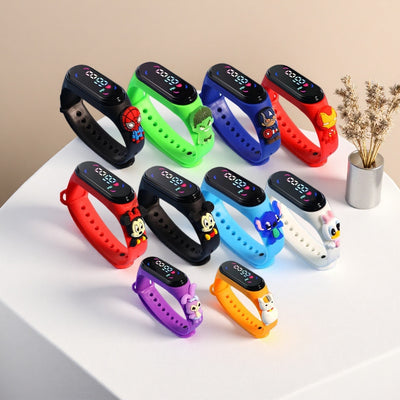 Fashion Mickey Children Watches For Girls Electronic Bracelet Sports Touch LED Spiderman Doll Kids Watch Women Waterproof Clock