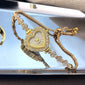 New Fashion Heart-shaped Ribbon-Strap Diamond-Studded Flower Watch for Women with Adjustable Bracelet