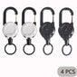 1/2/4pcs Extendable Retractable Holders Keychain Badge Reels Heavy Duty Clip With Carabiner Key Chain For Men Outdoor Bags