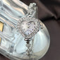New Fashion Heart-shaped Ribbon-Strap Diamond-Studded Flower Watch for Women with Adjustable Bracelet