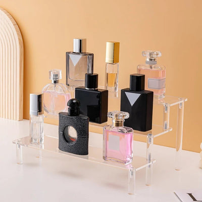 1-4 Tier Acrylic Display Stand Durable Display Rack For Cupcake Perfume Doll Transparent Trapezoidal Blind Box Storage Shelf