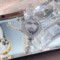 New Fashion Heart-shaped Ribbon-Strap Diamond-Studded Flower Watch for Women with Adjustable Bracelet
